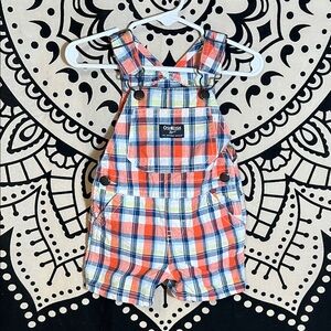 OshKosh B'gosh Kids Plaid Overalls - Red and Blue 9M
